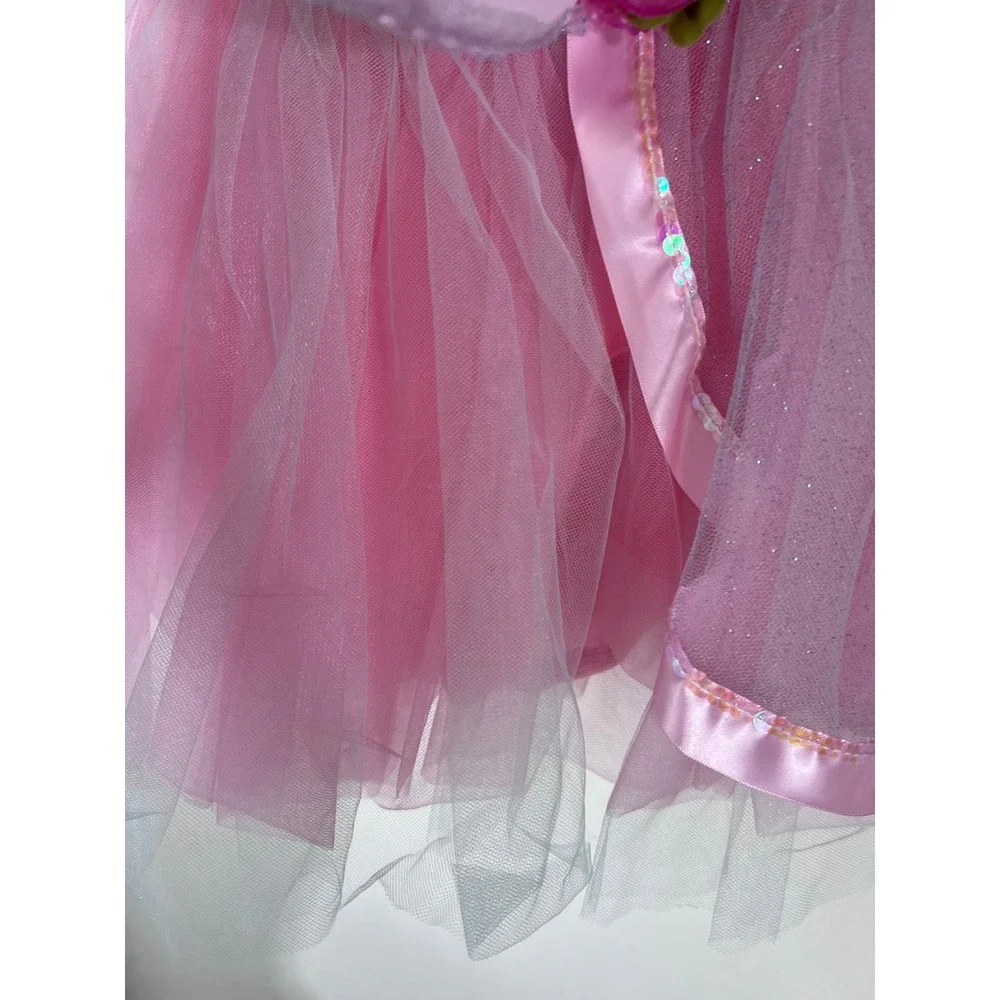 Girls Aqua Pink‎ Sequin Tutu Dance Leotard Dress Flower Detail Size CSM E938